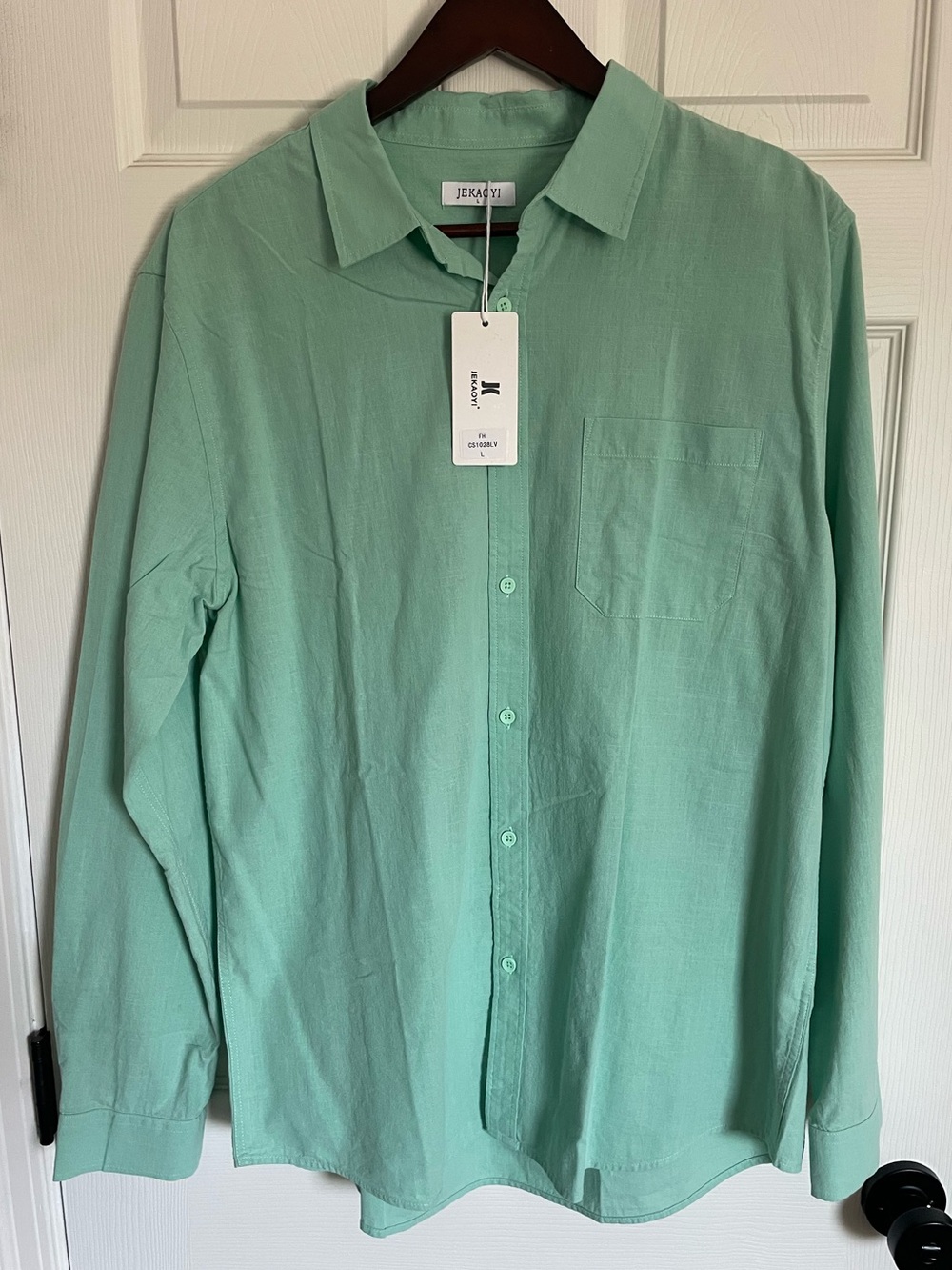 NWT Men’s Mint Green 80% Cotton 20% Linen Button Down Shirt Large Coastal Summer